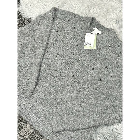 H&M Ladies Charcoal Beaded Soft Polyester Knit Sweater Size Large NEW - Picture 2 of 5